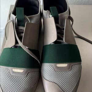 Balenciaga Gray and Green Sneakers